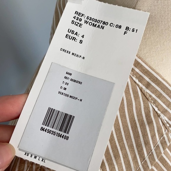 Mango tan striped button down dress w/ belt- NWT - Picture 4 of 5